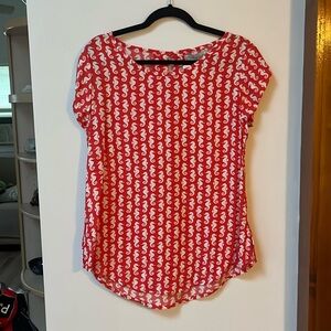Blue Water Women’s Coral/White MELISSA Seahorse Boho Top,Small,NWT